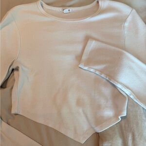 Garage White Ribbed Long Sleeve Top